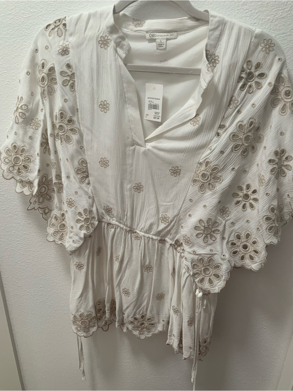Caslon White Embroidered Peasant Top